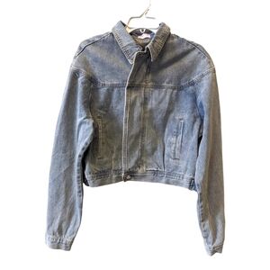 Pink Lily Vintage Denim Jacket One of a kind Sz Medium Meto inspired‎ crop